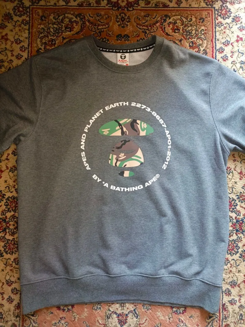 Aape by A Bathing Ape Camo Logo Crewneck Grey photo 1