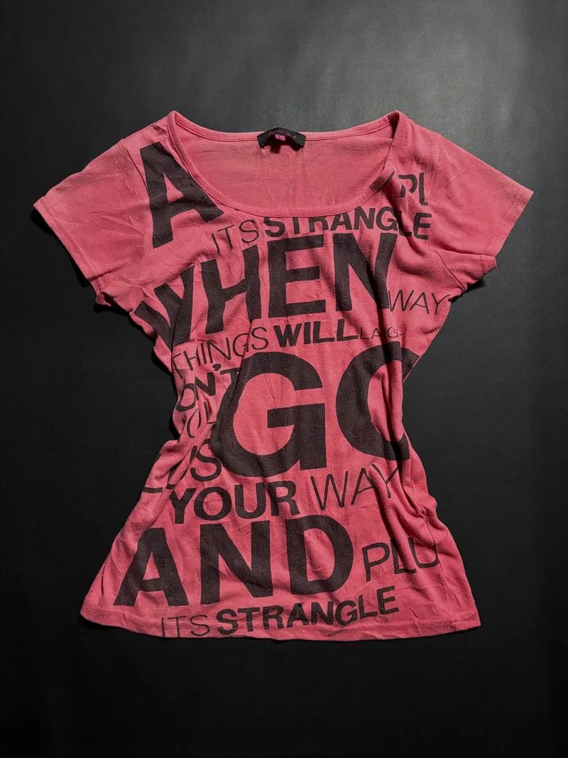 Pink Graphic Typography T-Shirt Y2K Women Streetwear Tee photo 1