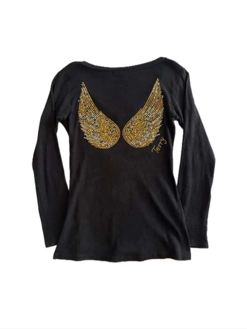 Wings Gold Rhinestones Longsleeve Top photo 1