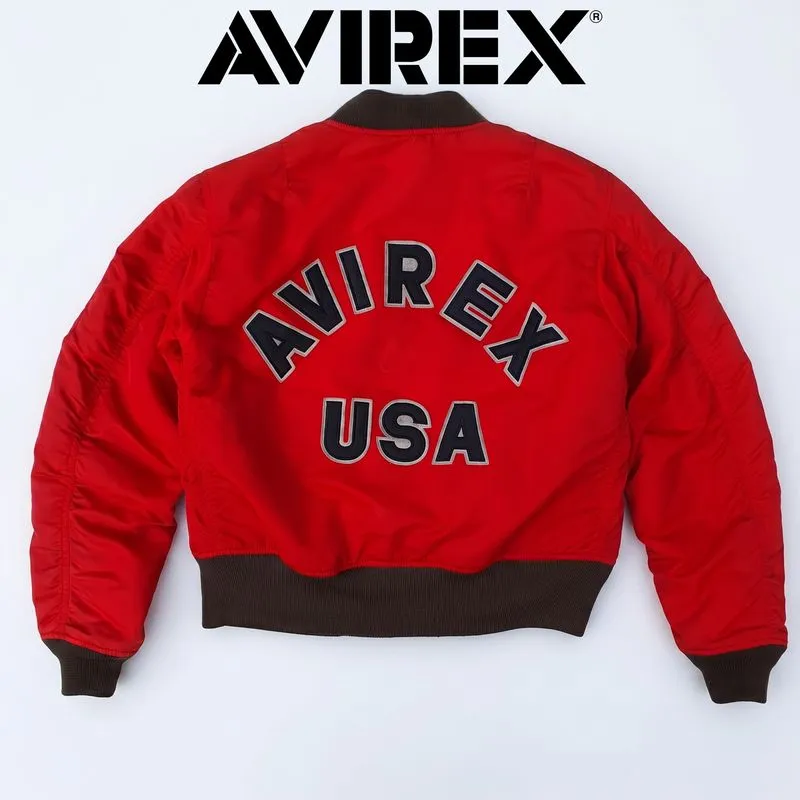 Super Rare Red Avirex MA-1 Military Bomber Big Logo Flight  photo 1