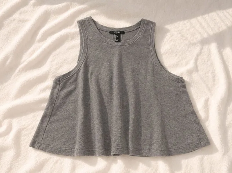 Forever 21 Sleeveless Top Grey Open Back Casual Korean photo 1