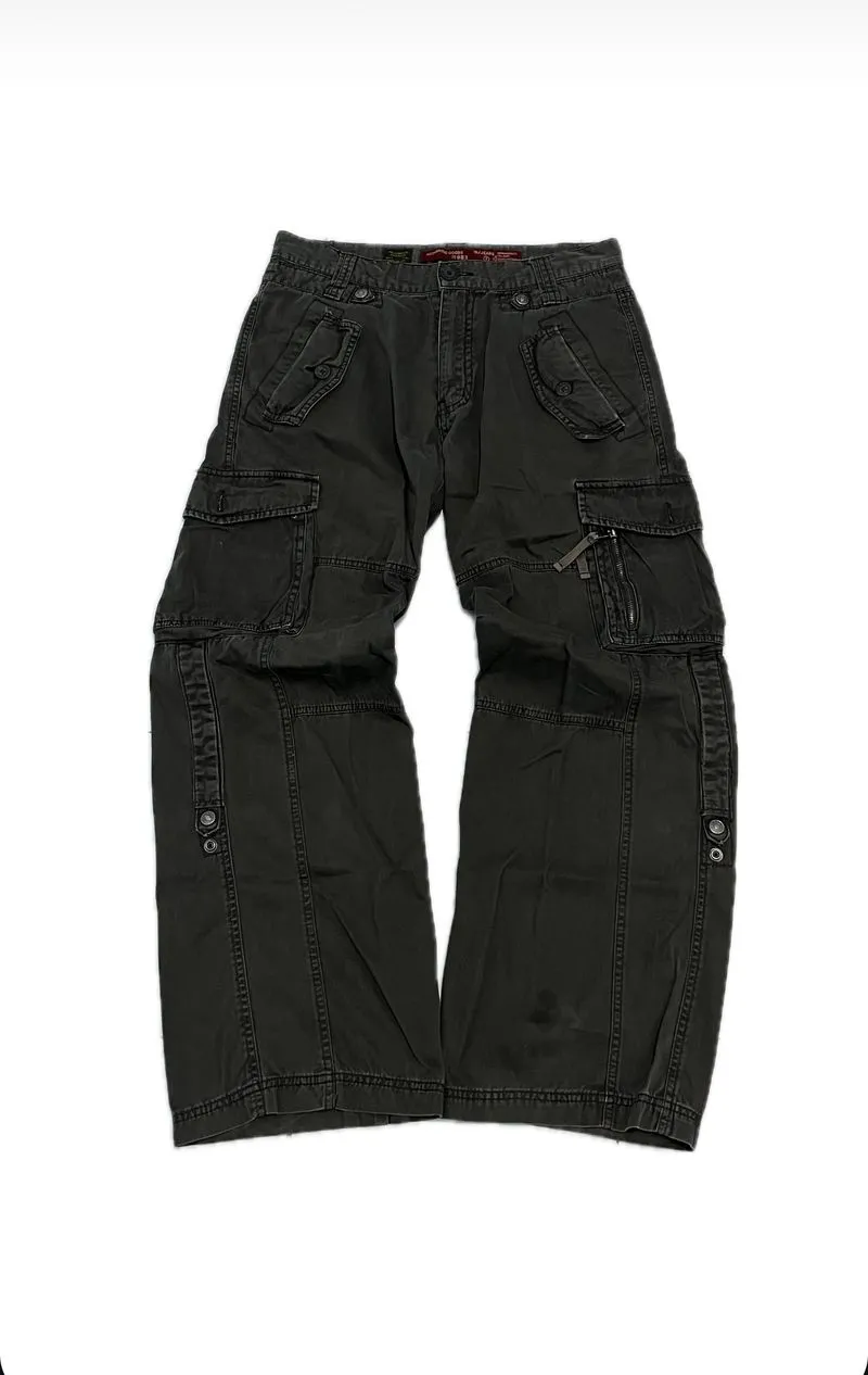 Japanese brand Streetwear Y2K Jeans Pria green black photo 1