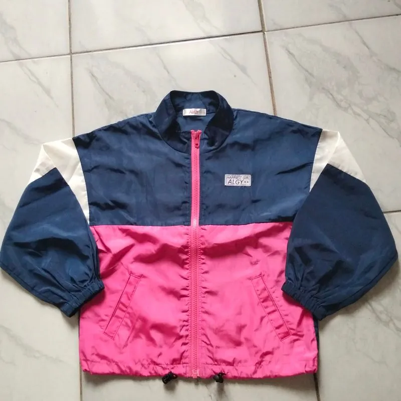 Jaket Windbreaker Anak ALGY Colorblock Navy Pink Original Si photo 1