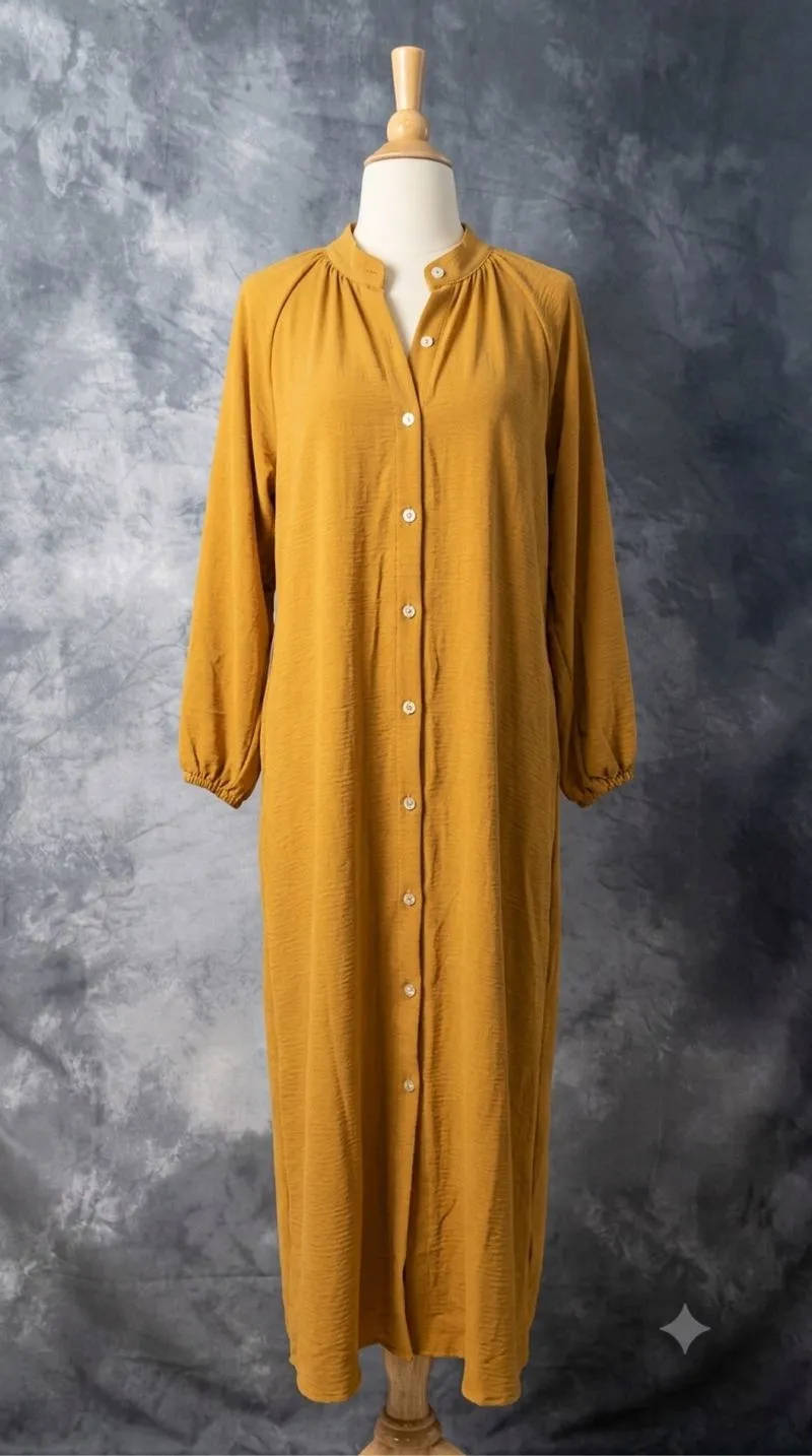Gamis Crinkle Button-Down Maxi Dress photo 1