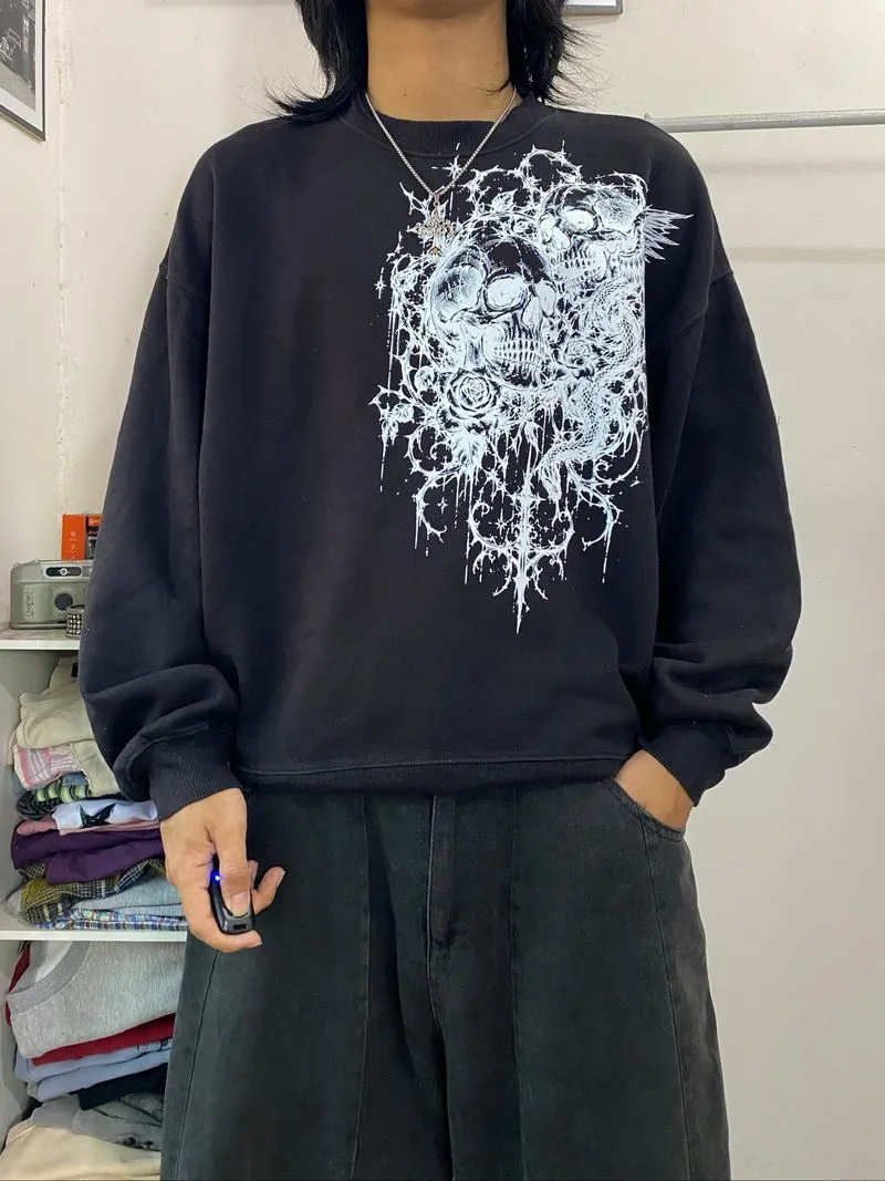 Sweatshirt boxy oversized skull GU Wearcy custom rework photo 1