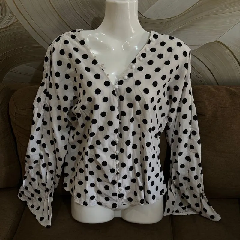 Blouse polkadot vintage style photo 1