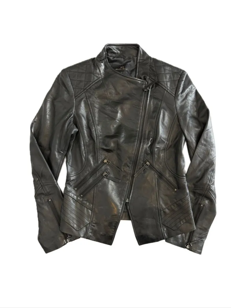 Ramones Multipocket Zipper Genuine Leather Jacket  photo 1
