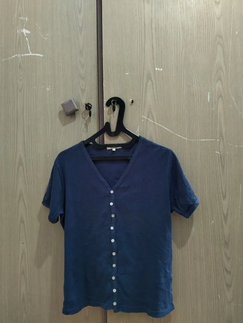 blouse kancing hidup navy photo 1