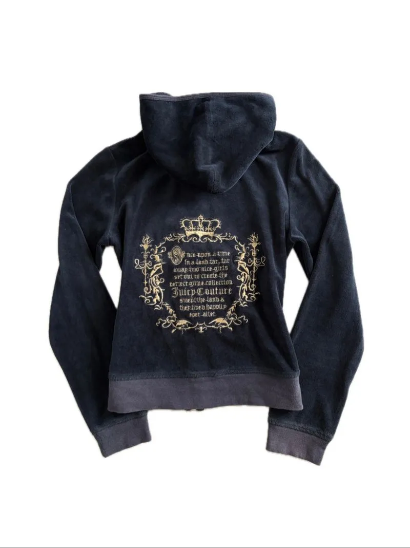 Juicy Couture Velvet Navy Embroidery Hoodie Jacket photo 1