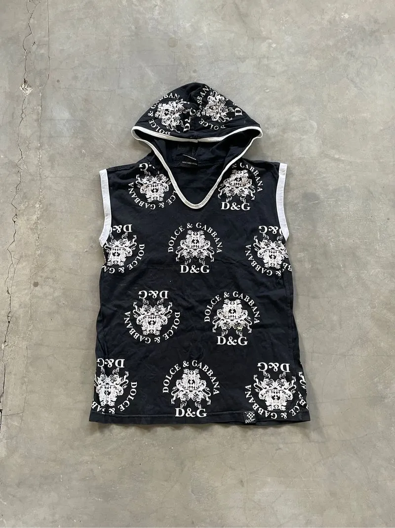 Y2k Grunge Dolce & Gabbana D&G Aop Vest Hoodie Fashion photo 1