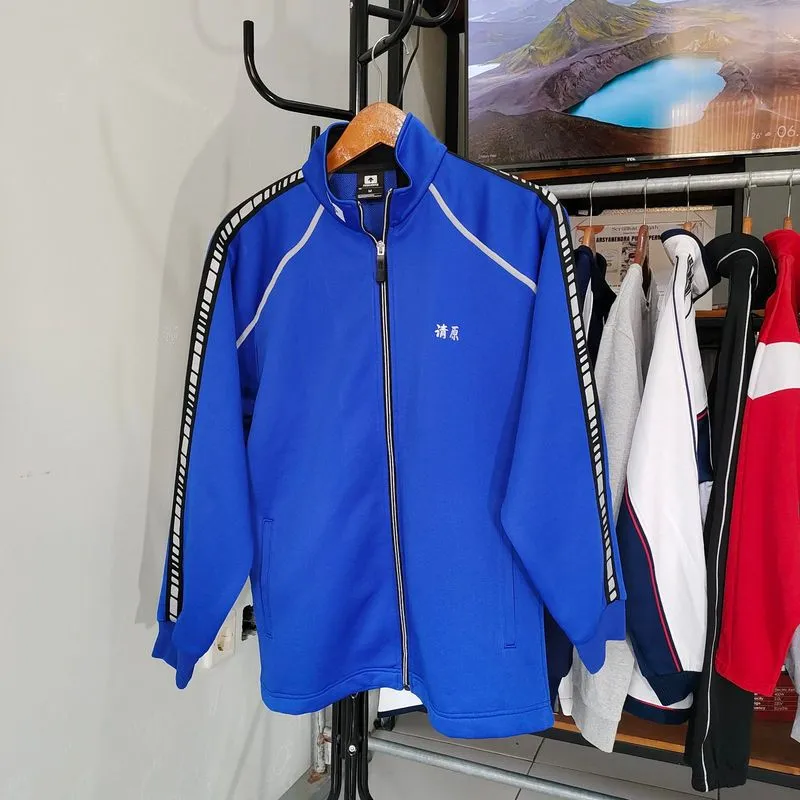 Jaket Tracktop Descente Biru Full Taped Original photo 1