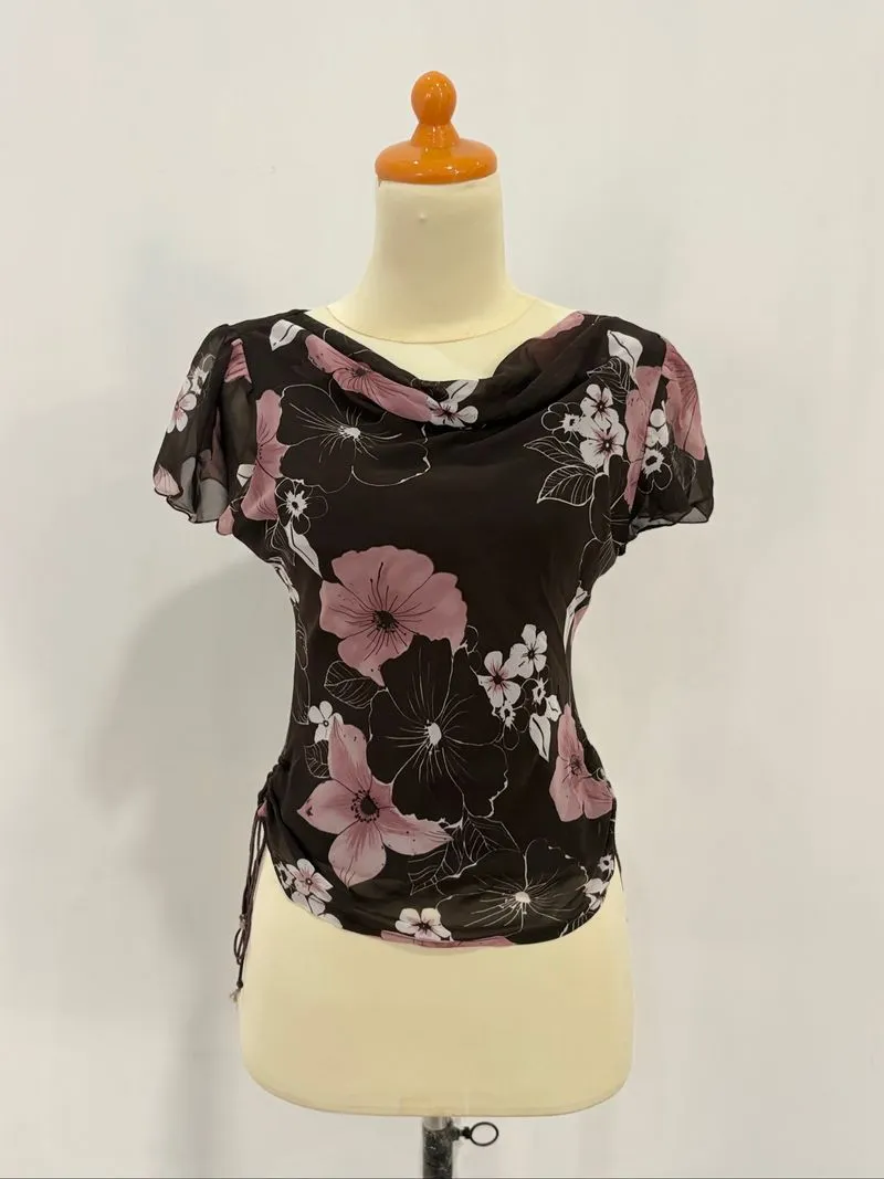 Blouse Atasan Feminin Pink/Coklat Tua photo 1