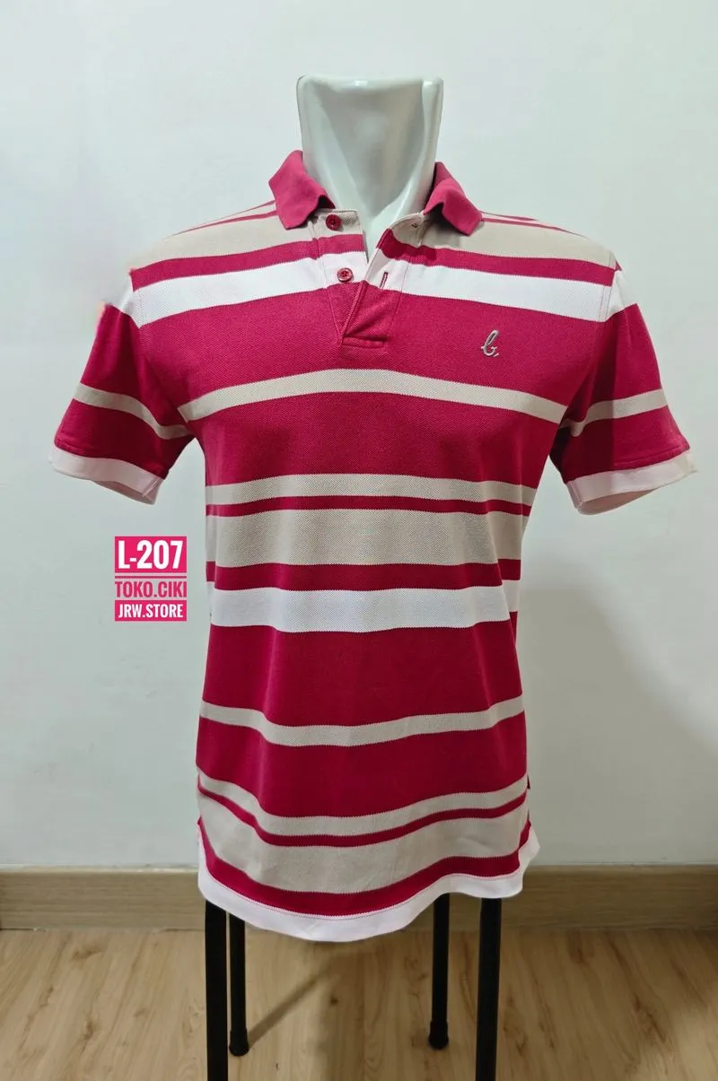 KAOS POLO BALENO MERAH GARIS COWO (L-207) photo 1