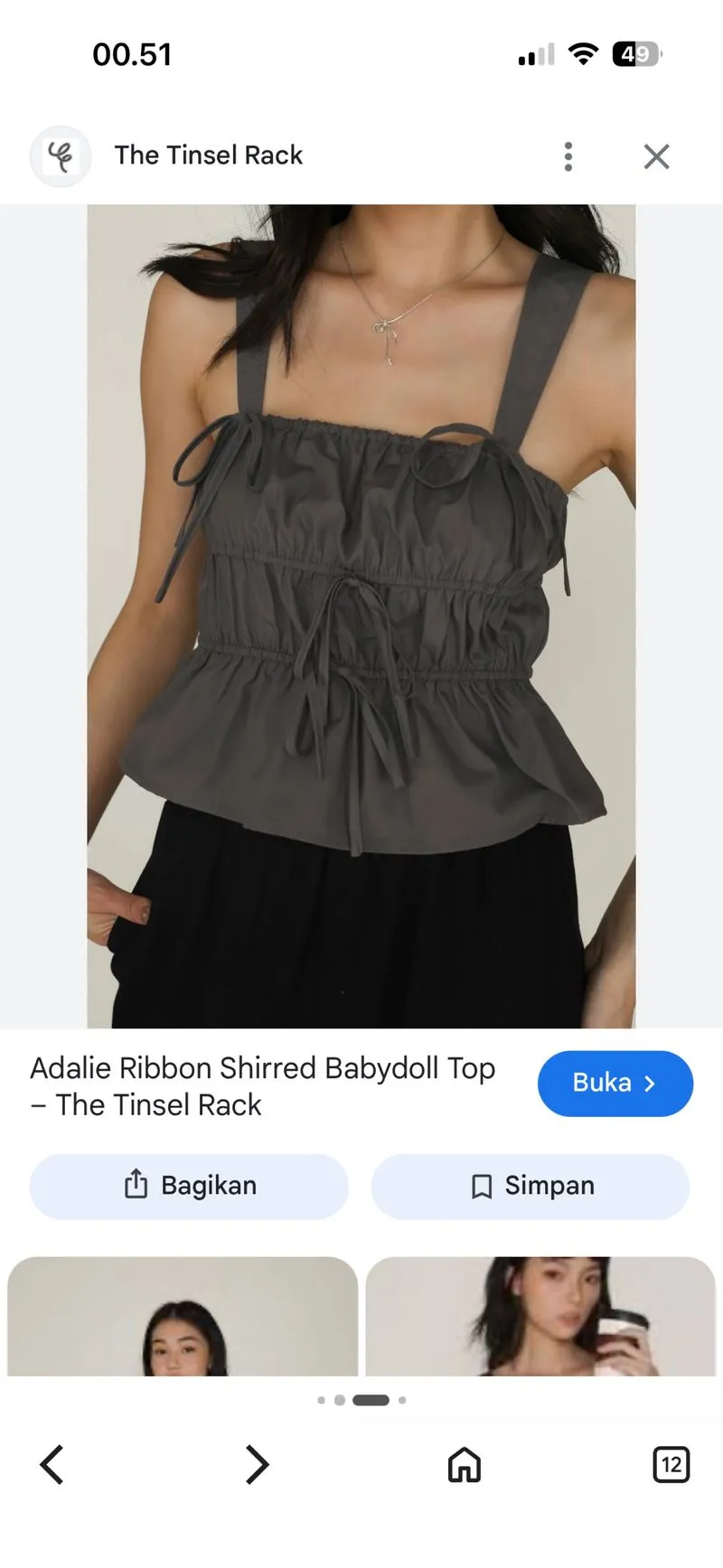 Adalie Ribbon Shirred Babydoll Top photo 1