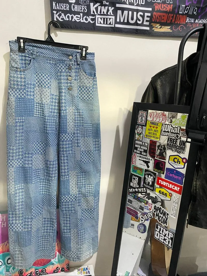 Wide Leg Denim Patchwork Japanesse brand photo 1