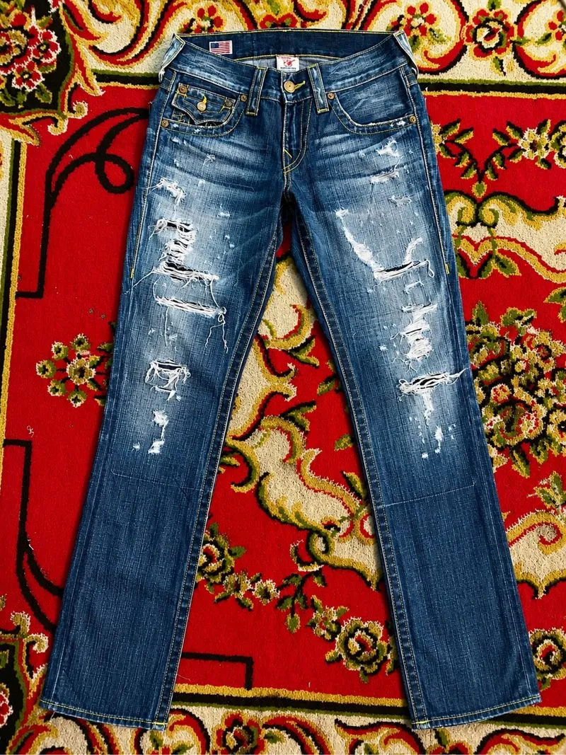 Vintage true religion skull distressed denim jeans  photo 1