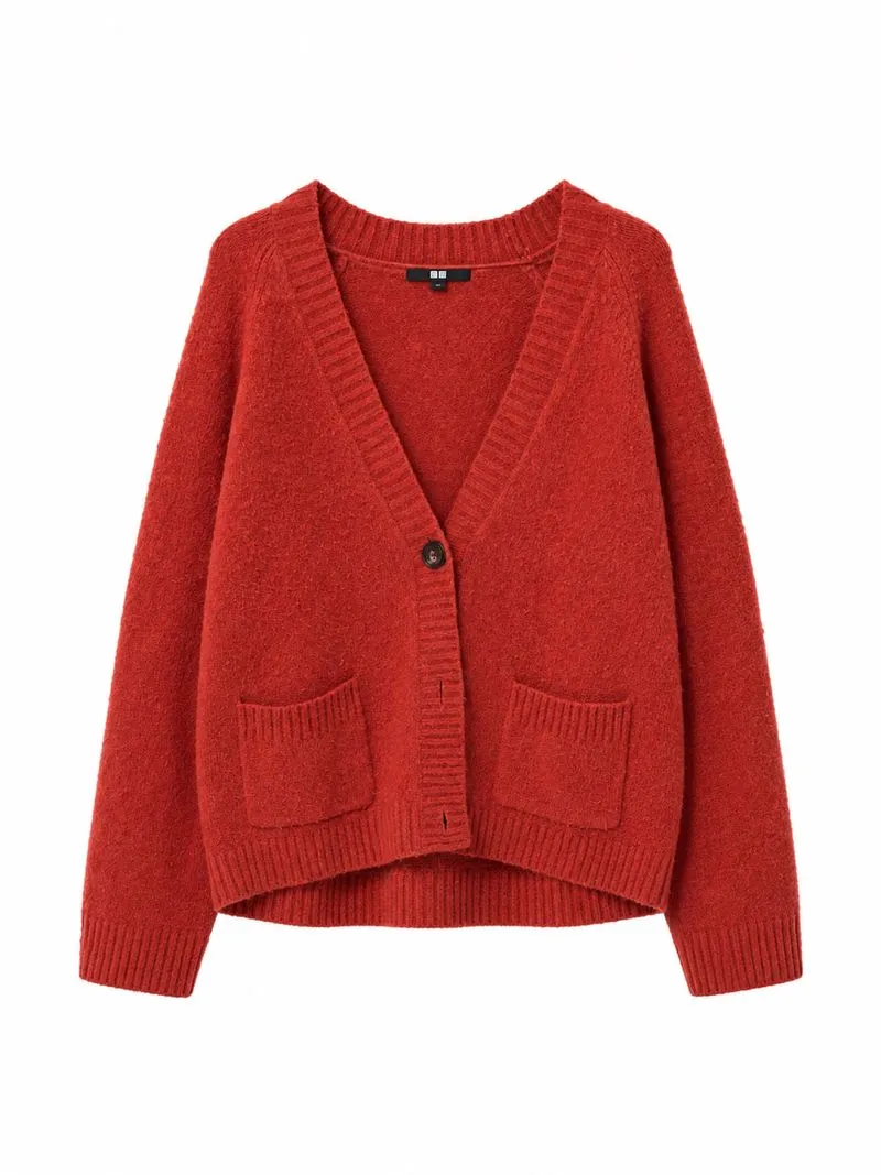 Cardigan souffle yarn red  photo 1