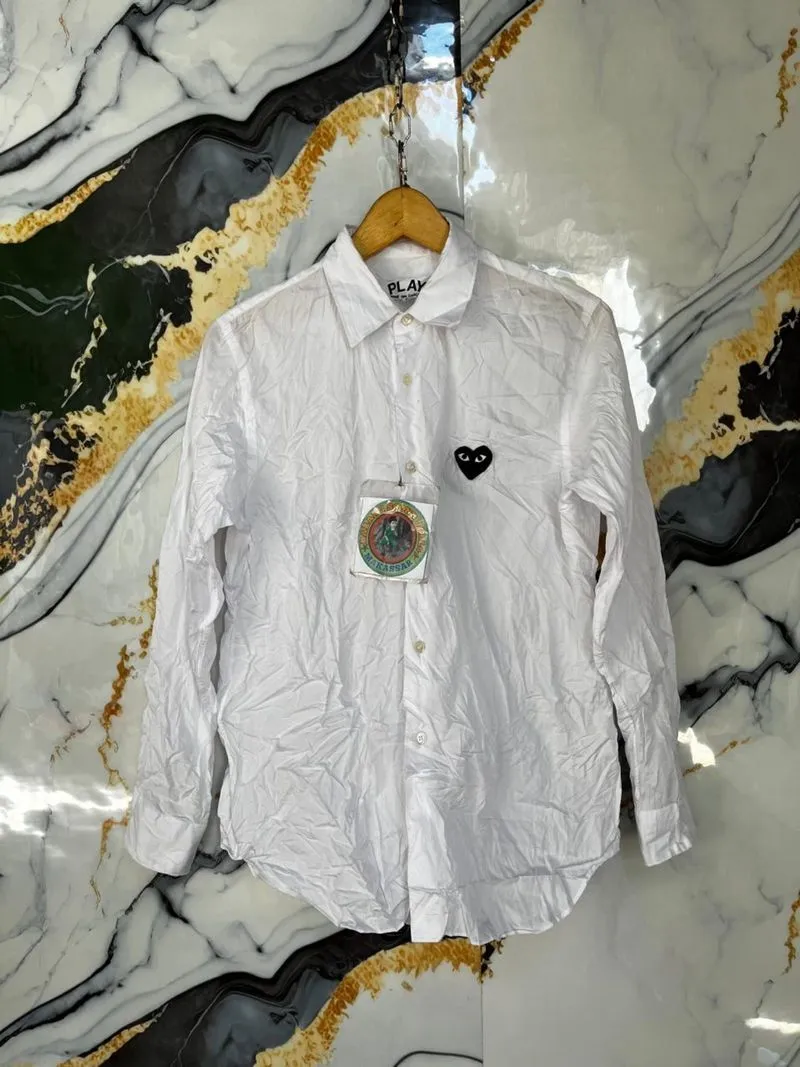 comme des garcons play long sleeve shirt black heart white photo 1