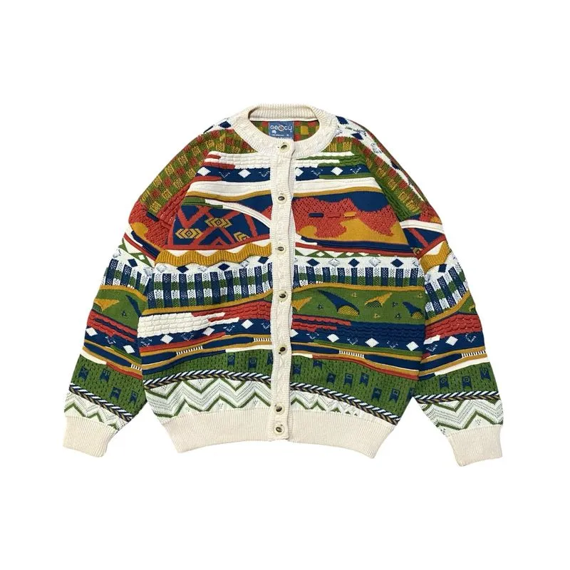 Vintage 90's geccu 3D knit cardigan coogi style photo 1