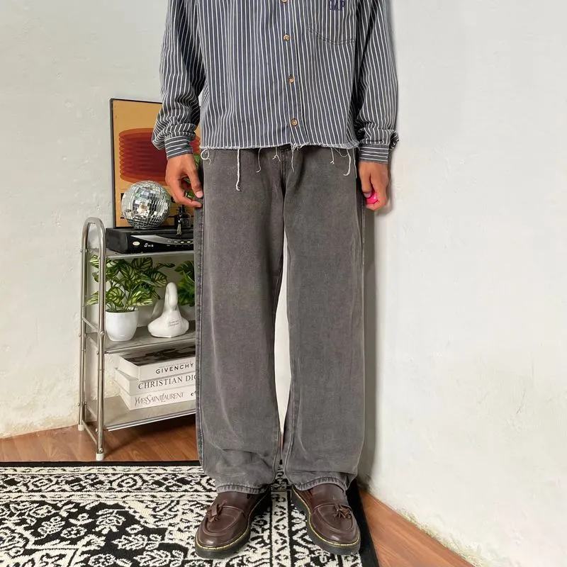 Black and grey dark jeans loose fit made in Korea photo 1