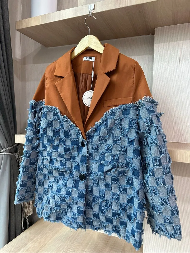 Casual Reworked Blazer Wanita brown photo 1