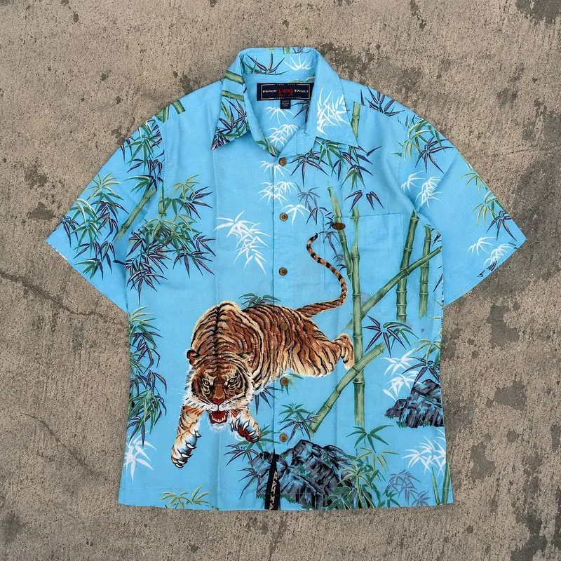 Vintage Y2k PHATFARM NY Japanese Tiger Print Button Down photo 1