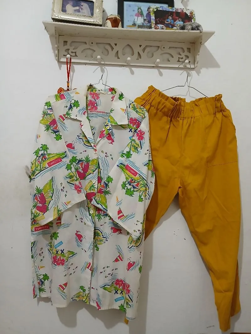 Casual Wanita white orange photo 1