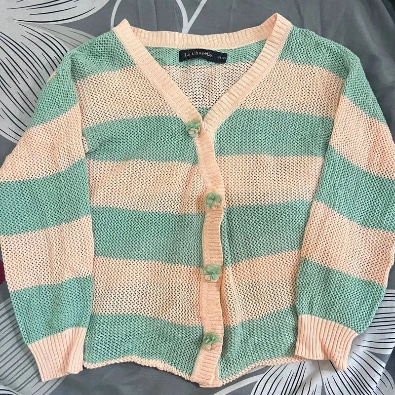 Cardigan jaring salur photo 1
