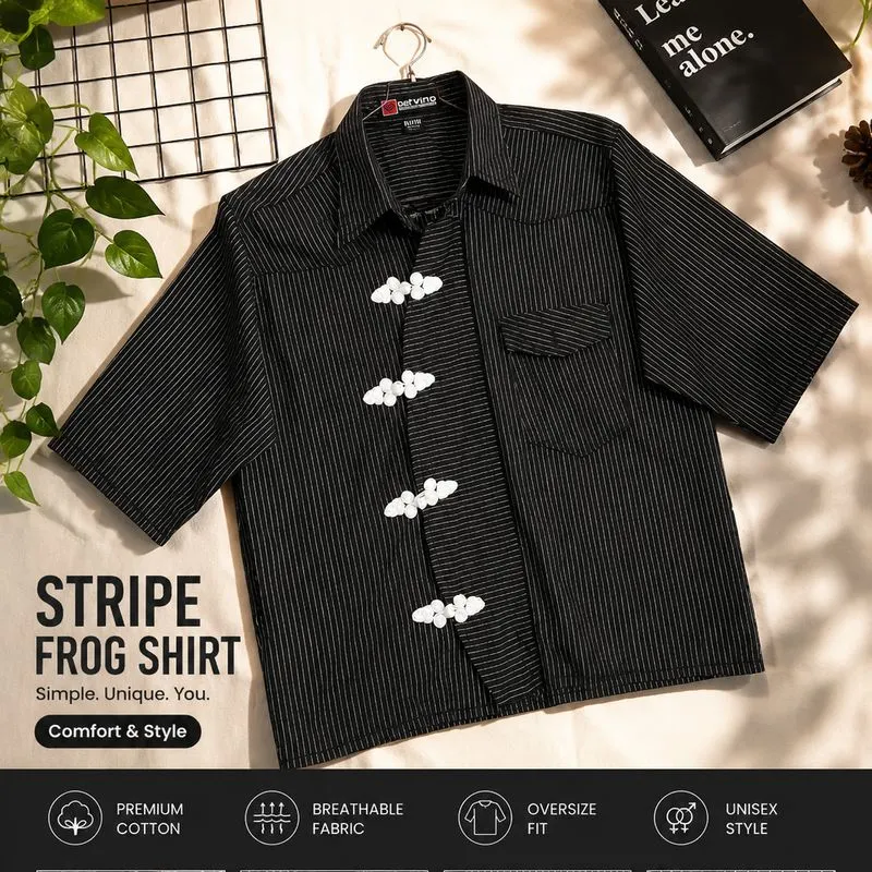 Minority Lifestyle – Rework Pinstripe Boxy Cheongsam Shirt photo 1