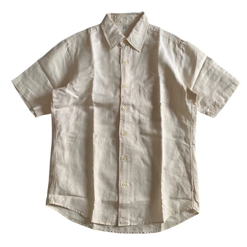 Uniqlo Linen Short Sleeve Shirt - Natural photo 1