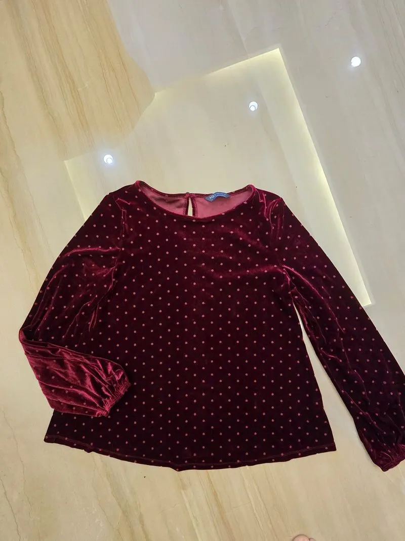 Maroon Velvet Polka  photo 1