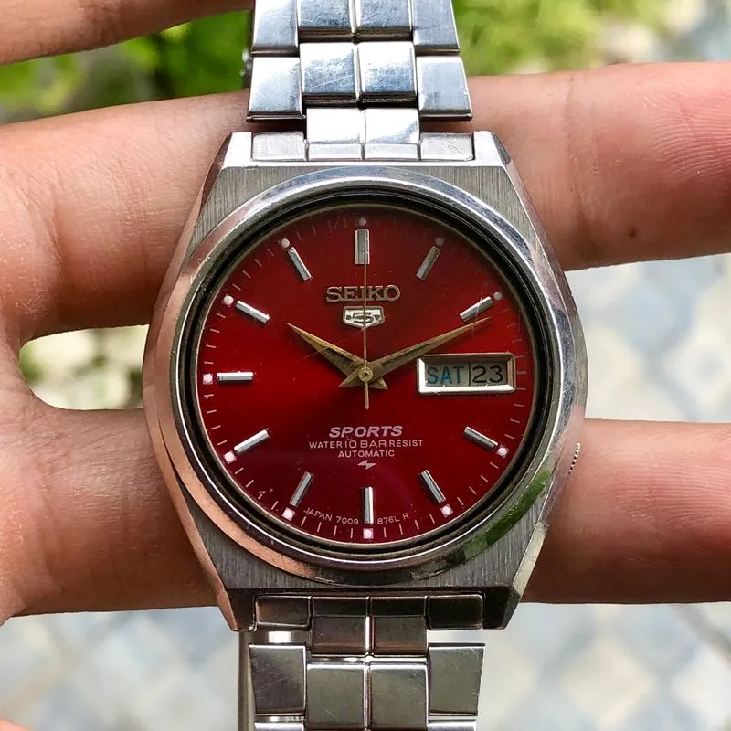 Seiko Vintage Casual Pria silver red photo 1