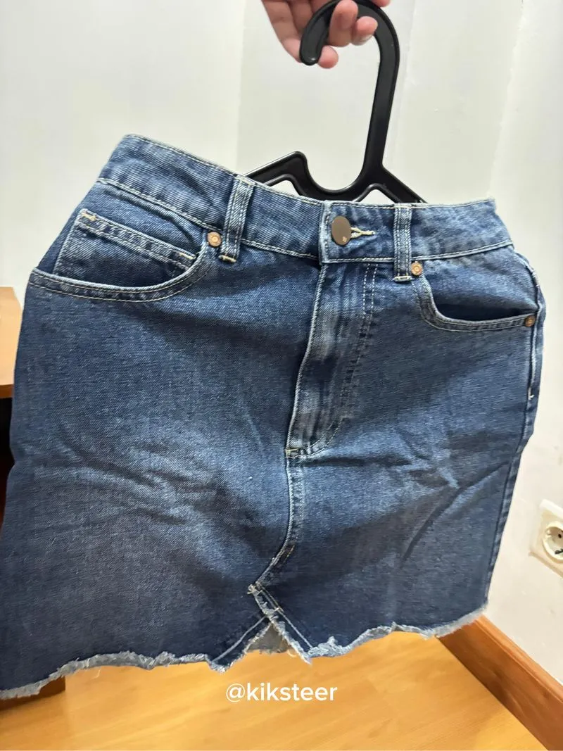 Korean Style Denim Mini Skirt High Waist photo 1