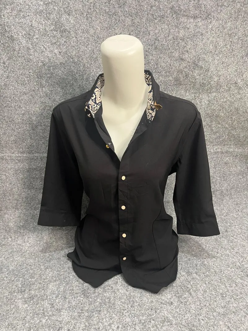 PL Kemeja wanita - kemeja lengan 3/4 hitam - ready 1pcs photo 1