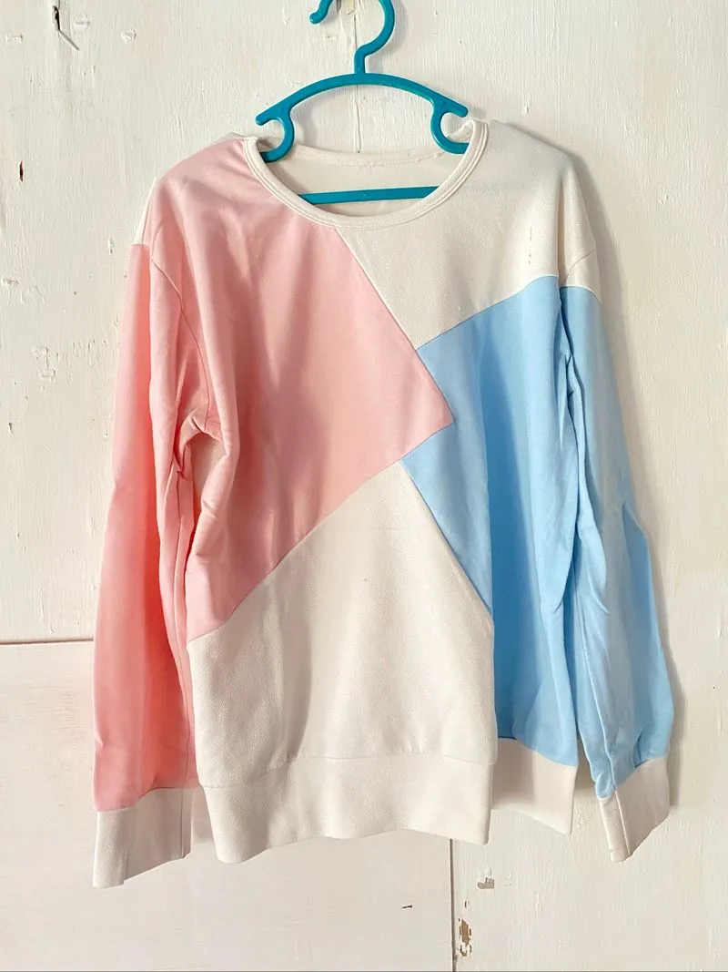Sweatshirt / Atasan Lengan Panjang Colorblock Pastel (Pink,  photo 1