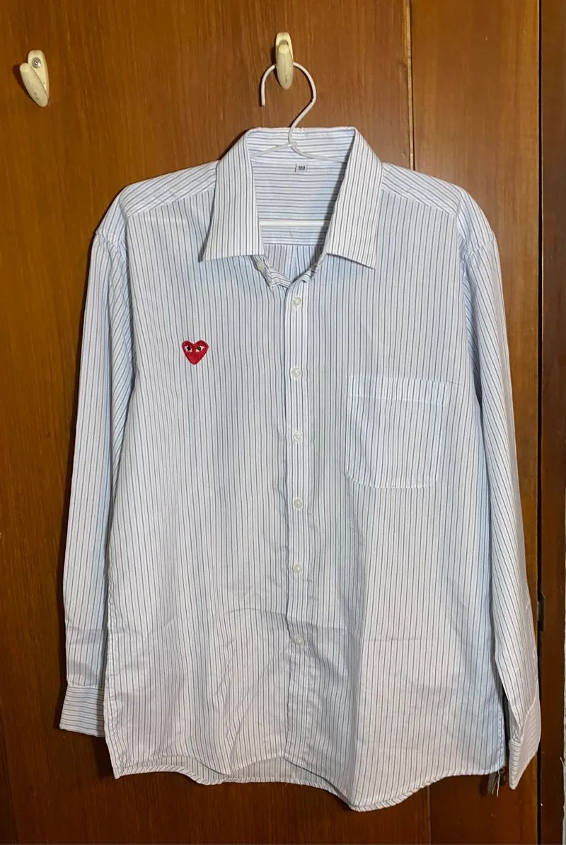 shirt stripe blue and white kemeja strip biru putih photo 1