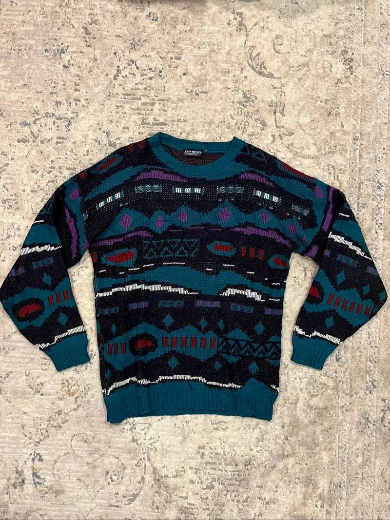 Vintage John Henry Patterned Knit Sweater photo 1