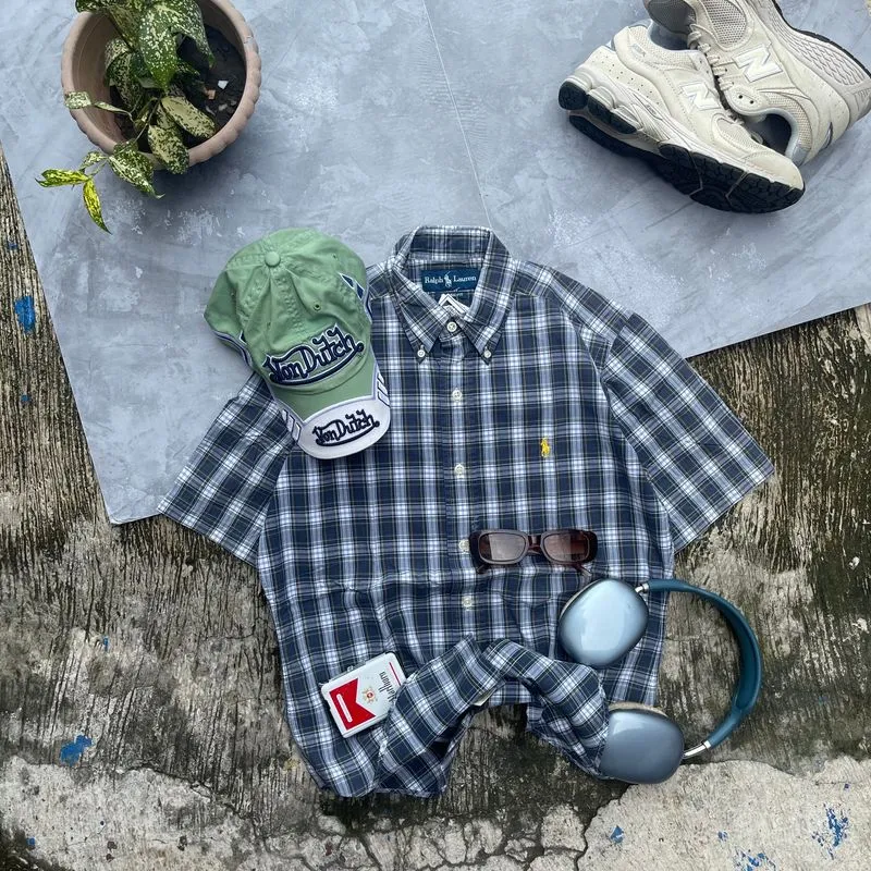 Polo Ralph Lauren Grunge Indie Formal shirt Pria black blue photo 1
