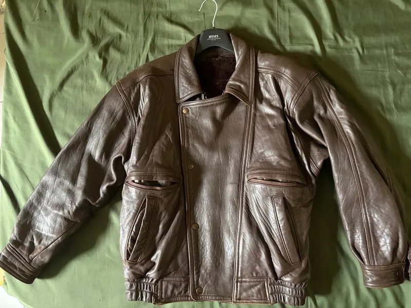 Brown leather jacket photo 1