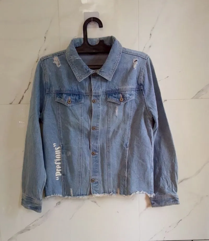 JAKET DENIM CEWEK RIPPED UNFINIS photo 1