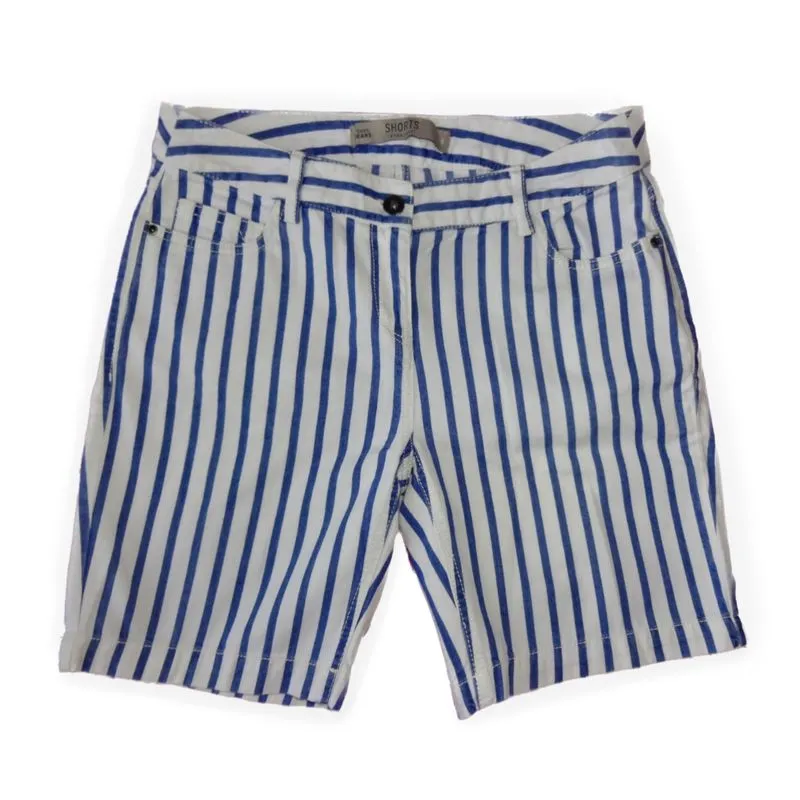 Y2K Casual Short Wanita white blue photo 1