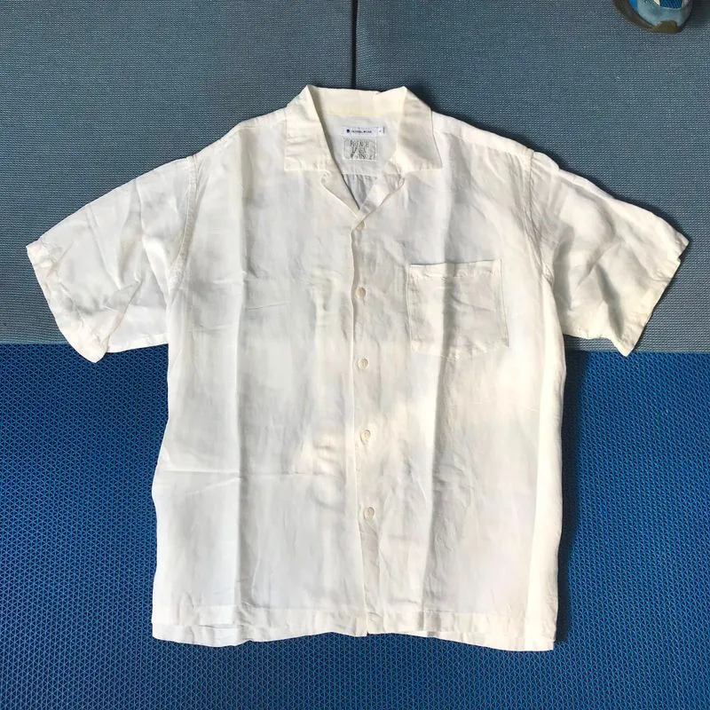 Global Work French Linen blend Open colar Boxy fit shirt sho photo 1