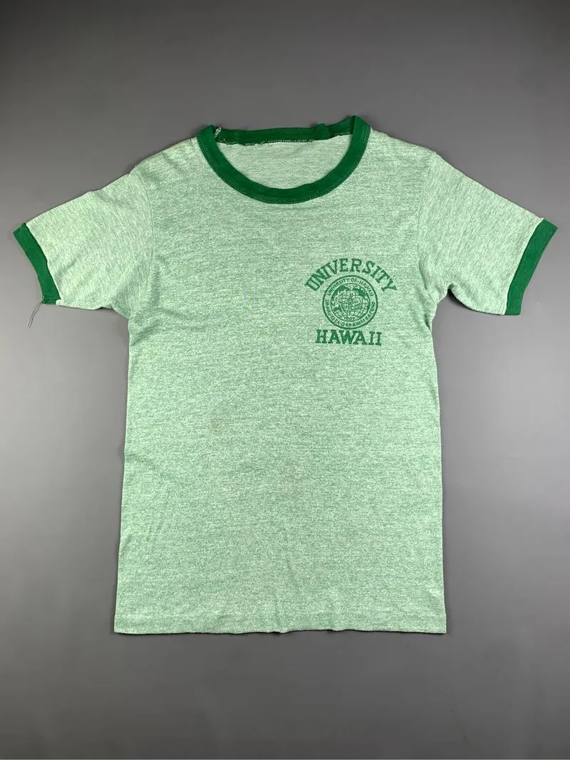 1980s University Hawaii Green 50/50 Ringer Tee (S) photo 1