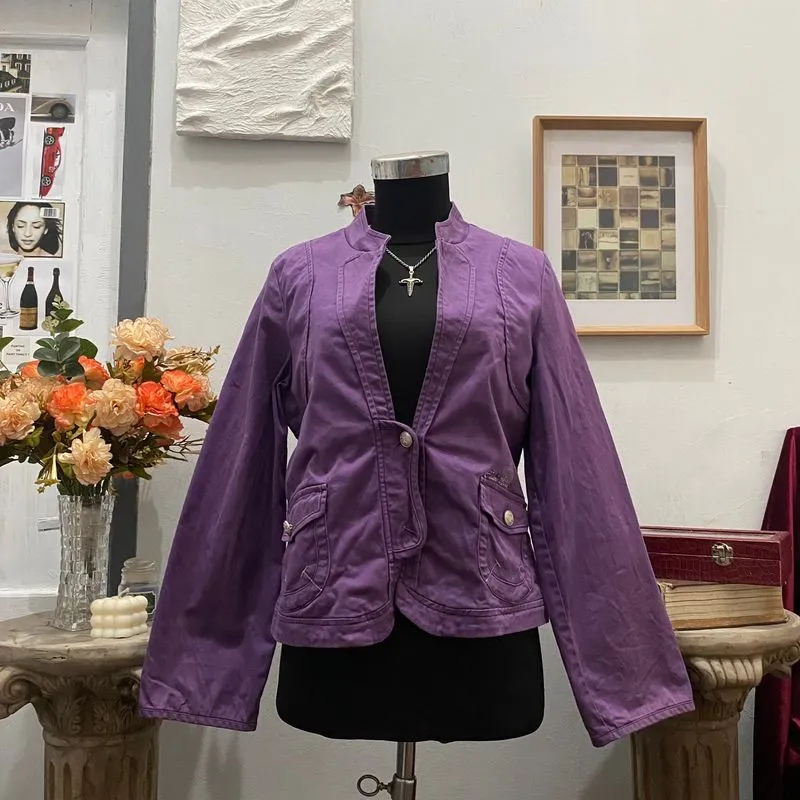 Japanese brand Vintage Y2K Blazer Wanita purple photo 1