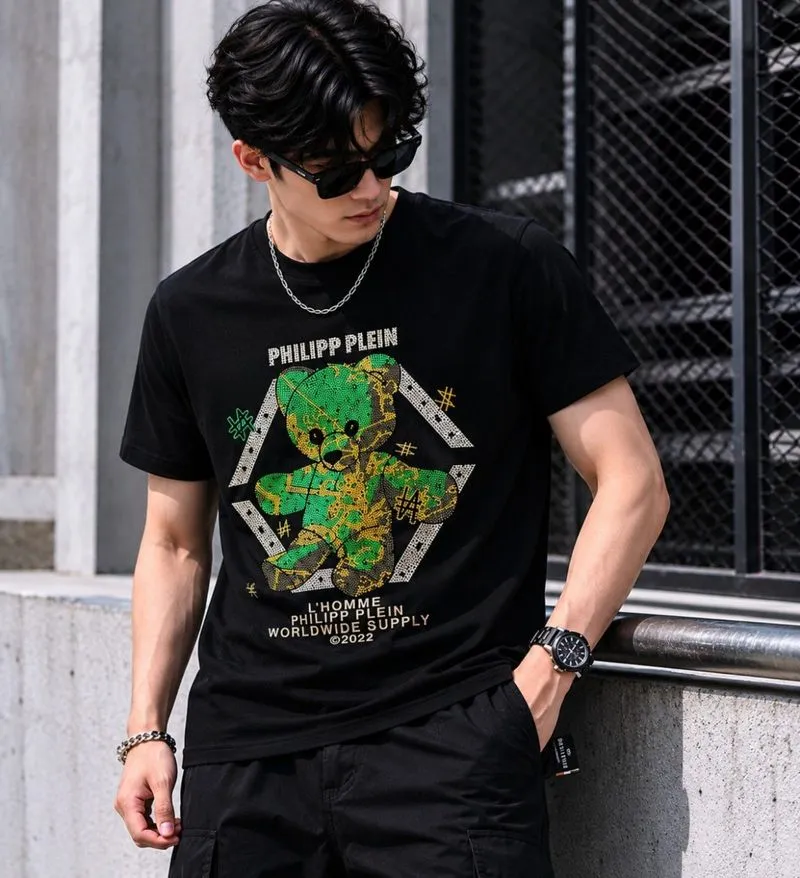 T-shirt Philipp Plein Bear Sworsky warna hitam photo 1