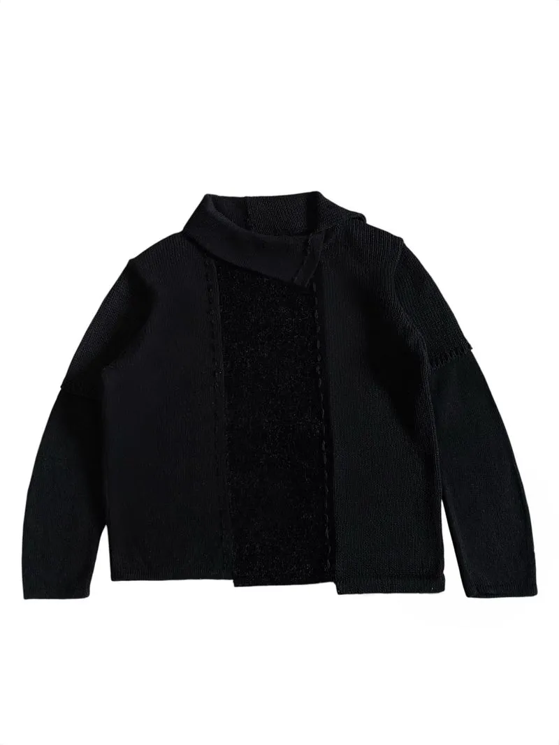 Bashecing asymmetrical collar knitted sweater photo 1