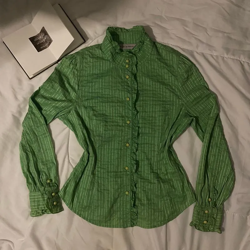 Japanese brand Vintage Y2K Shirt Wanita green photo 1