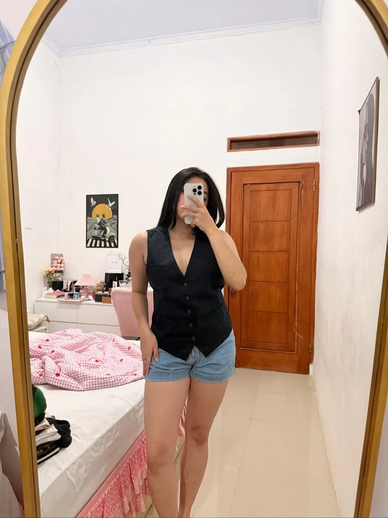 Vest hitam casual photo 1