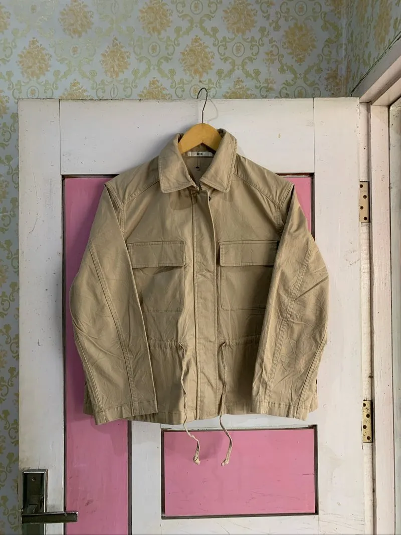 Uniqlo C Work Jacket Beige Rare Find Double Pocket Zipper photo 1