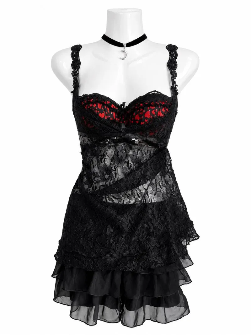 Black Sequins Babydoll Mesh Cami photo 1